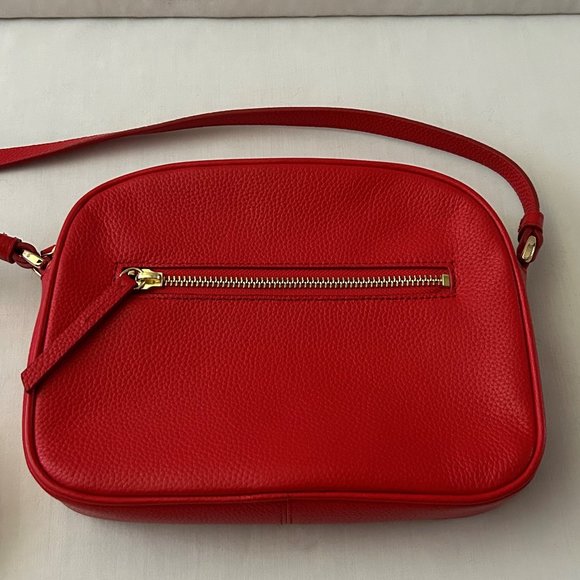 Nordstrom Red Pebble Leather Crossbody Small Dianne Goldtone Hardware - Picture 16 of 16